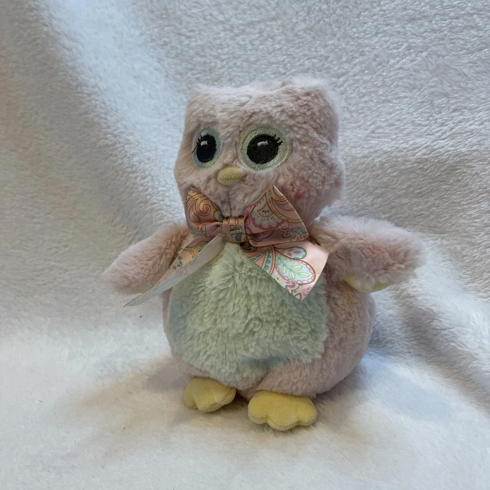 Pink Owl Plush‎ Stuffed Animal with Bow Childrens Decor Collectible Toy
